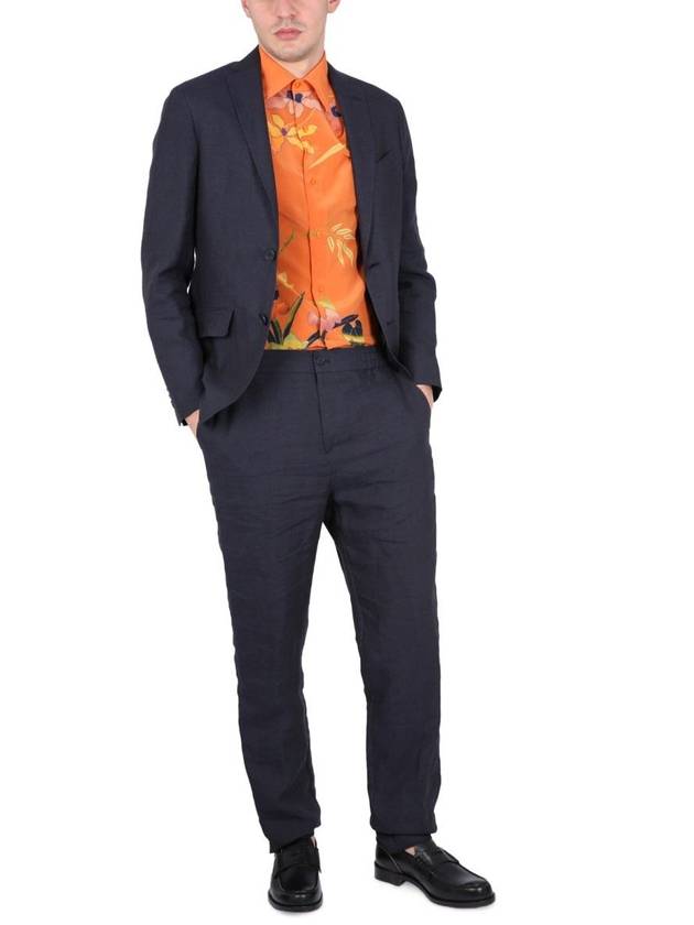 Men's Floral Print Silk Long Sleeve Shirt Orange - ETRO - BALAAN 3