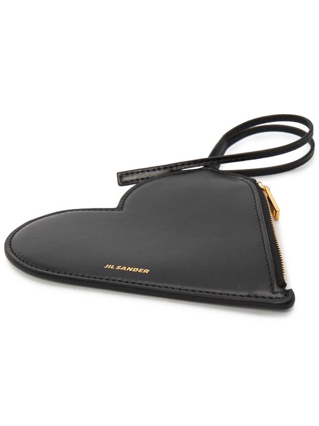 Embossed Logo Heart Stamp Calfskin Pouch Bag Black - JIL SANDER - BALAAN 5