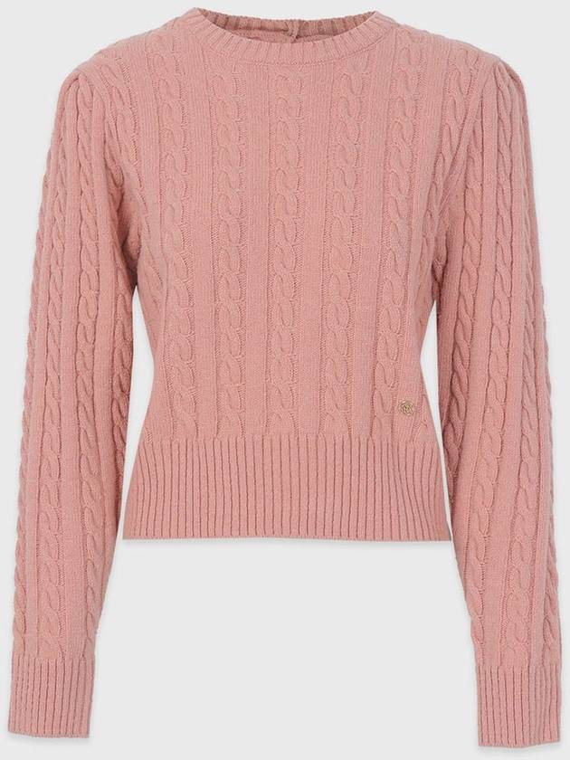 Women's Magnolia Wool Open Back Puff Knit Top Pink - MICANE - BALAAN 6