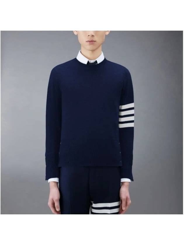 Diagonal Classic Cashmere Knit Top Navy - THOM BROWNE - BALAAN 2