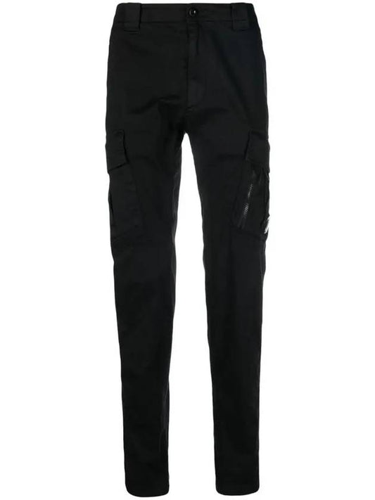 Satin Wappen Regular Fit Cargo Straight Pants Black - CP COMPANY - BALAAN 2