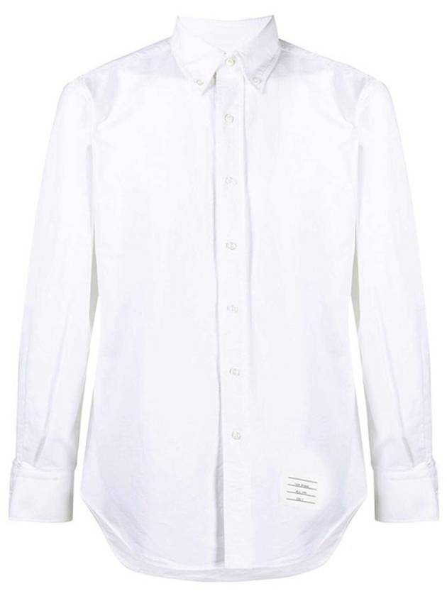 Oxford Grosgrain Placket Cotton Long Sleeve Shirt White - THOM BROWNE - BALAAN 3