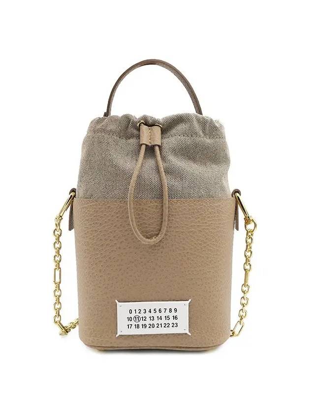 5AC Number Logo Texture Leather Bucket Bag Beige - MAISON MARGIELA - BALAAN 3