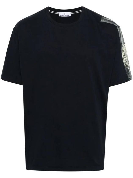 Compass Logo Round Short Sleeve T-Shirt Navy - STONE ISLAND - BALAAN 1