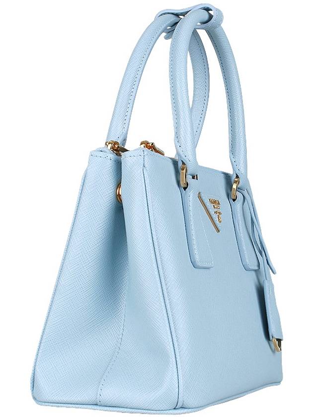 Galleria Saffiano Leather Small Tote Bag Light Blue - PRADA - BALAAN 5