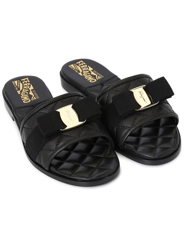 Vara Quilted Slippers Black - SALVATORE FERRAGAMO - BALAAN 4