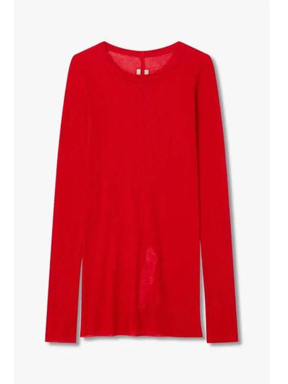 WOMEN Rayon Slim Ribbed T Shirt Red - RICK OWENS - BALAAN 1