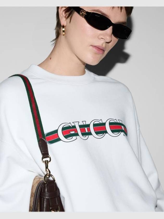 Print Cotton Jersey Sweatshirt White - GUCCI - BALAAN 6