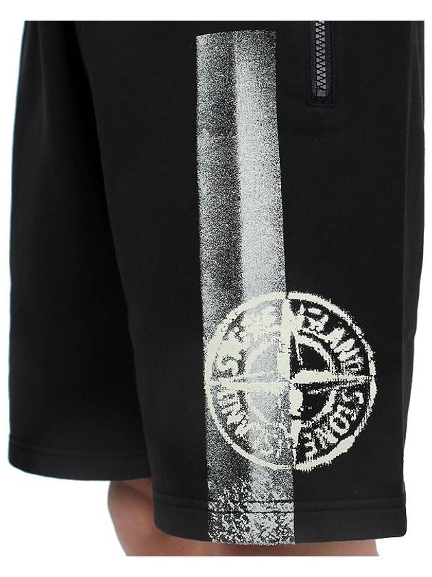 Washing Wappen Logo Training Cotton Shorts Black - STONE ISLAND - BALAAN 9