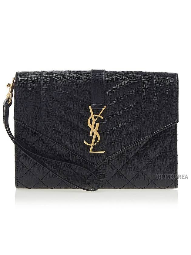 Matelasse Gold Logo Strap Clutch Bag Black - SAINT LAURENT - BALAAN 2