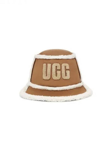 WOMEN Casual Patch Bucket Hat Bonded Fleece Chestnut 270476 - UGG - BALAAN 1