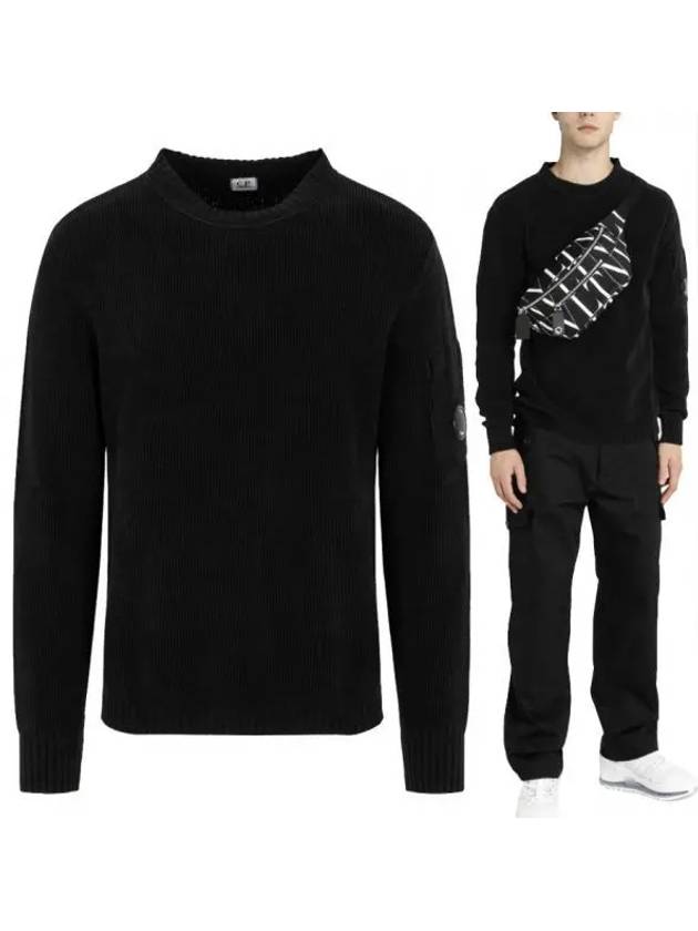 Men's Logo Lens Wappen Knit Top Black - CP COMPANY - BALAAN 2