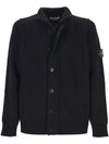 Wappen High Neck Button Up Wool Cardigan Navy - STONE ISLAND - BALAAN 1