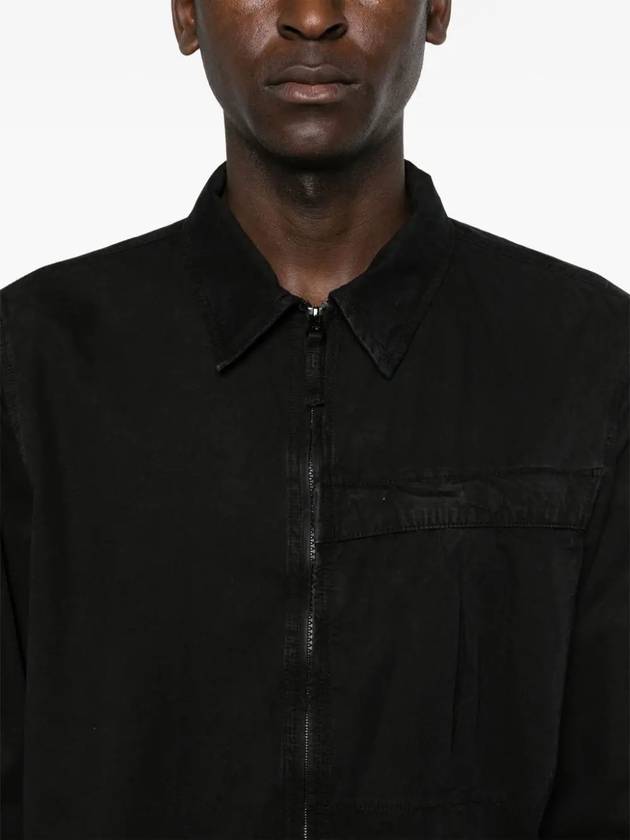 Organic Cotton Shirt Zip Up Jacket Black - STONE ISLAND - BALAAN 6