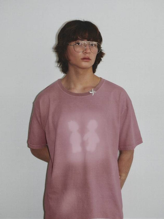 Sulfur Dyed Boy&Girl Print T Shirt_Dusty Pink - KINETO - BALAAN 1