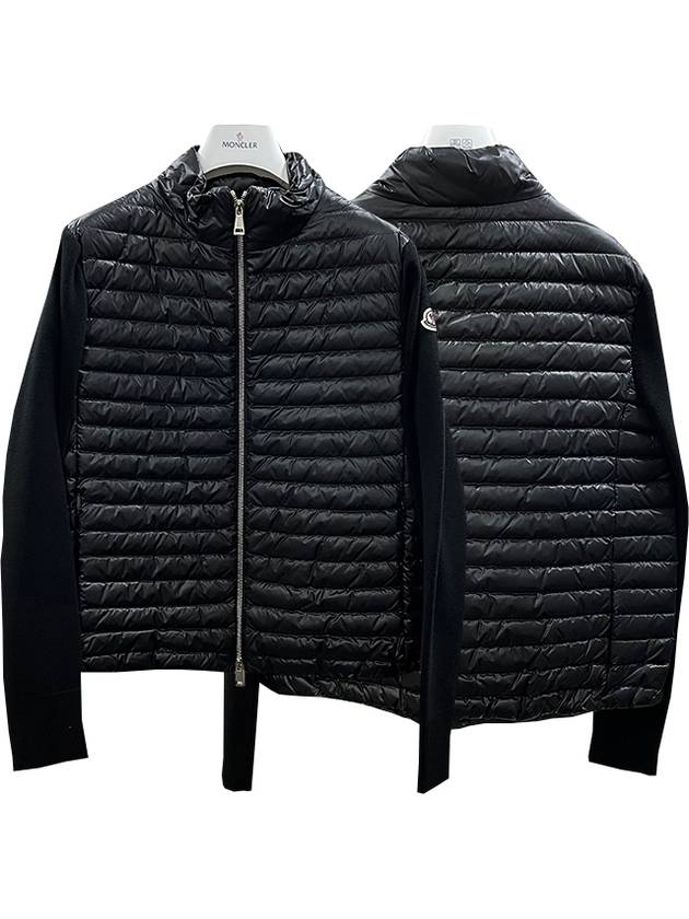 Padded Wool Cardigan Black - MONCLER - BALAAN 2