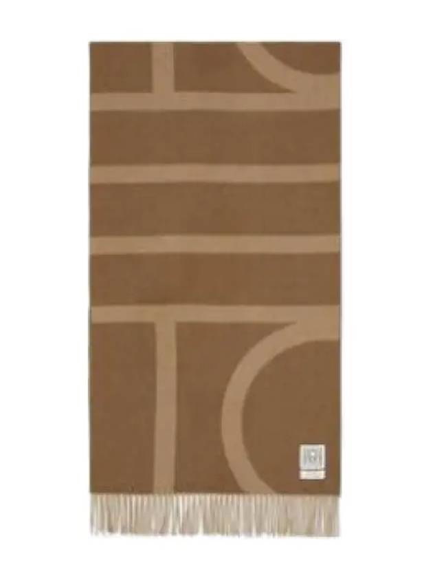 Monogram Jacquard Wool Muffler Camel Shawl - TOTEME - BALAAN 1