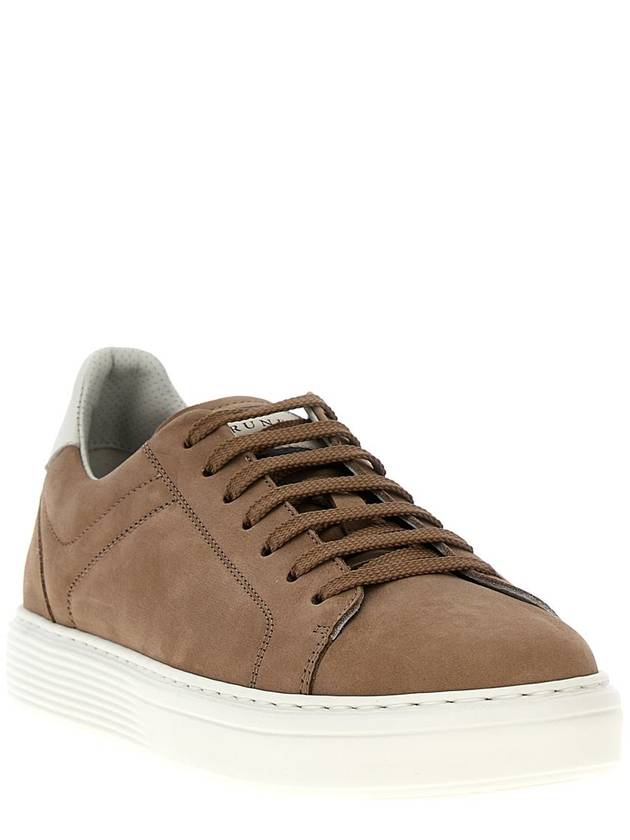 Suede Low Top Sneakers Beige - BRUNELLO CUCINELLI - BALAAN 3