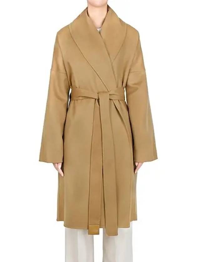 Belted Wool Cashmere Single Coat Camel - LOEWE - BALAAN 4