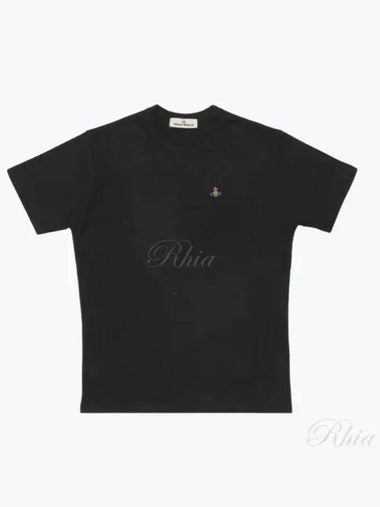 Embroidered logo women s short sleeve t shirt black 3G010013 - VIVIENNE WESTWOOD - BALAAN 1