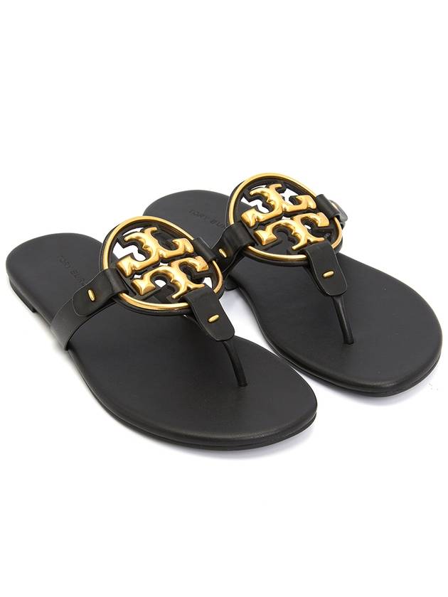 Women's Metal Miller Soft Flip Flops Black - TORY BURCH - BALAAN 4