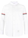 Armband Detail Seersucker Long Sleeve Shirt White - THOM BROWNE - BALAAN 1