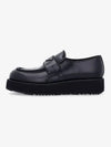 Triangle Logo Brushed Leather Loafers Black - PRADA - BALAAN 2