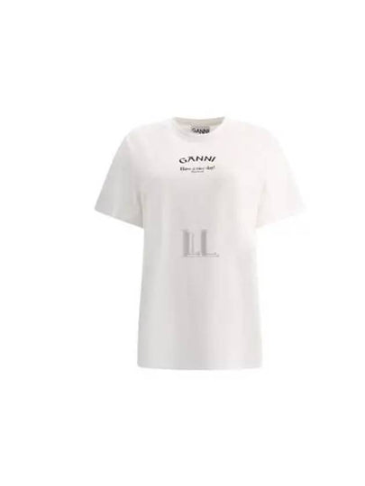 Logo Round Neck Relaxed Short Sleeve T-shirt Bright White - GANNI - BALAAN 2