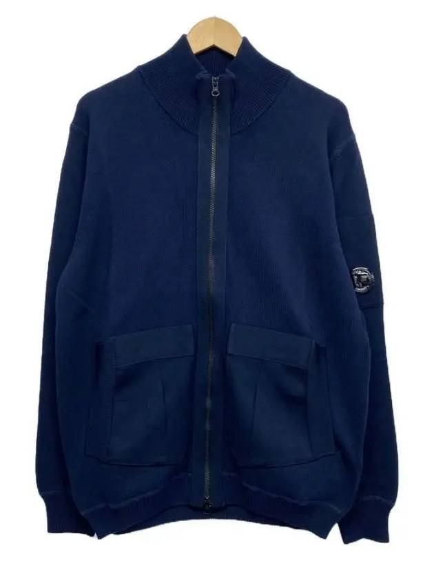 Lens Patch Pocket Knit Zip-Up Jacket Navy - CP COMPANY - BALAAN 2