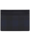 Check Leather Card Wallet Navy - BURBERRY - BALAAN 5