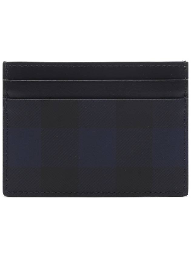 Check Leather Card Wallet Navy - BURBERRY - BALAAN 5