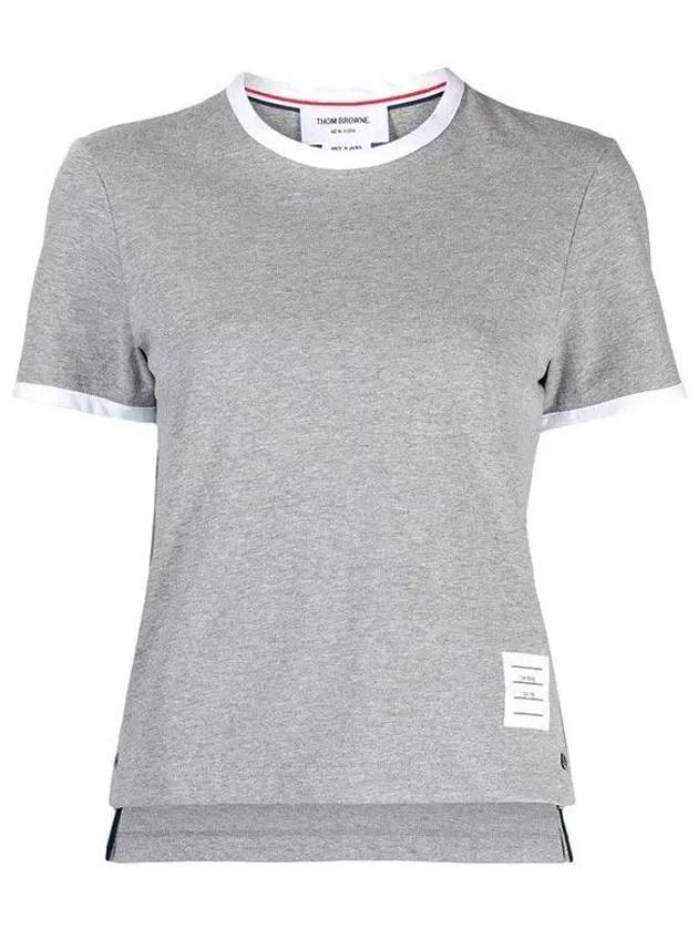 Asymmetric Hem Short Sleeve T-Shirt Grey - THOM BROWNE - BALAAN 2