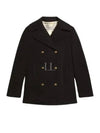 Women's Logo Patch Breasted Peacoat Dark Blue - GOLDEN GOOSE - BALAAN 2