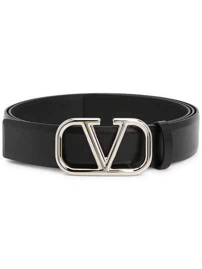 Men's V Logo Casual Leather Belt Black - VALENTINO - BALAAN 2