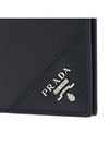 Saffiano Leather Silver Logo Card Wallet Black - PRADA - BALAAN 7