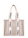 Woody Canvas Medium Tote Bag Cement Pink - CHLOE - BALAAN 1