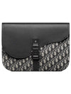 Oblique Saddle A4 Pouch Bag Black - DIOR - BALAAN 1