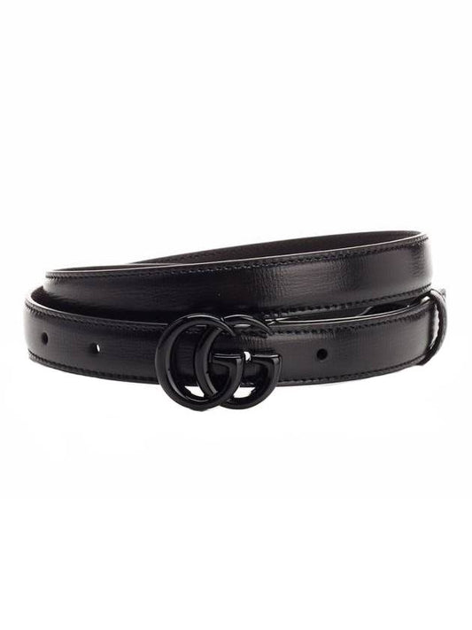 GG Marmont thin leather belt black - GUCCI - BALAAN 1