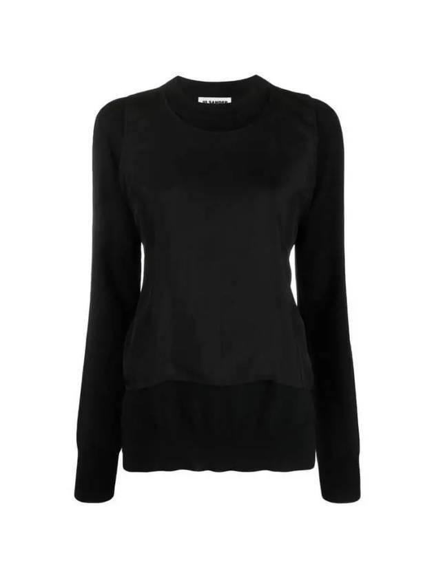 Layerd Detail Wool Sweatshirt Black - JIL SANDER - BALAAN 1