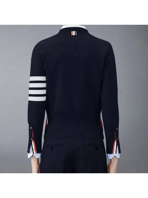 4-Bar Milano Stitch Crew Neck Knit Top Navy - THOM BROWNE - BALAAN 6