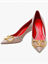 V Logo Signature Smooth Leather Pumps Heels Grey - VALENTINO - BALAAN 4