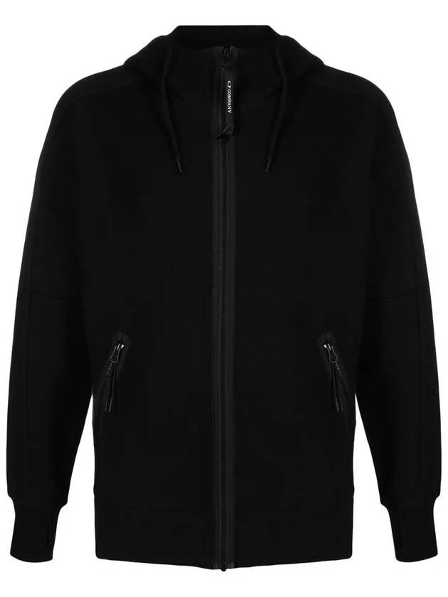 Diagonal Raised Fleece Goggle Hooded Jacket Black - CP COMPANY - BALAAN 3