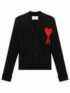 Big Heart Logo Wool Cardigan Black - AMI - BALAAN 2