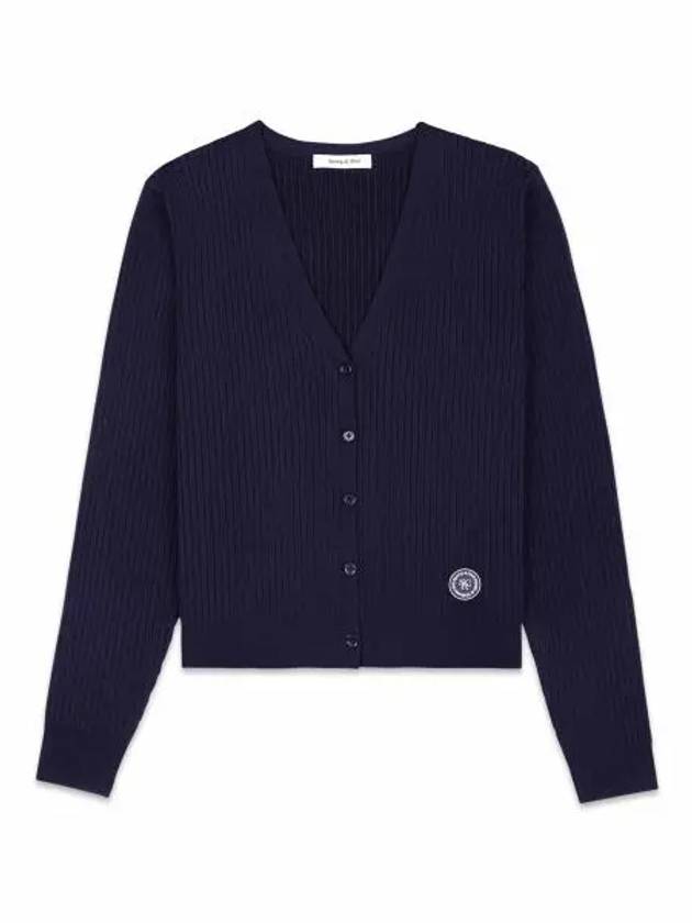 SRHWC Ribbed Cardigan Navy CAAW232NA rib - SPORTY & RICH - BALAAN 1