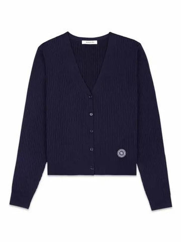 SRHWC Ribbed Cardigan Navy CAAW232NA rib - SPORTY & RICH - BALAAN 1