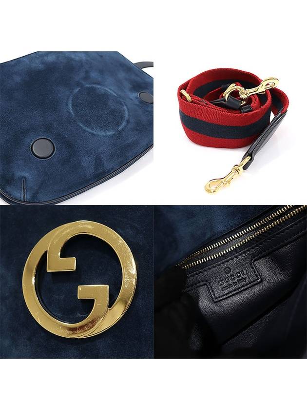 699210 Navy Suede Round Interlocking G Blondie Top Handle Medium 2WAY - GUCCI - BALAAN 7