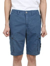 Logo Cotton Slim Cargo Shorts Blue - STONE ISLAND - BALAAN 3