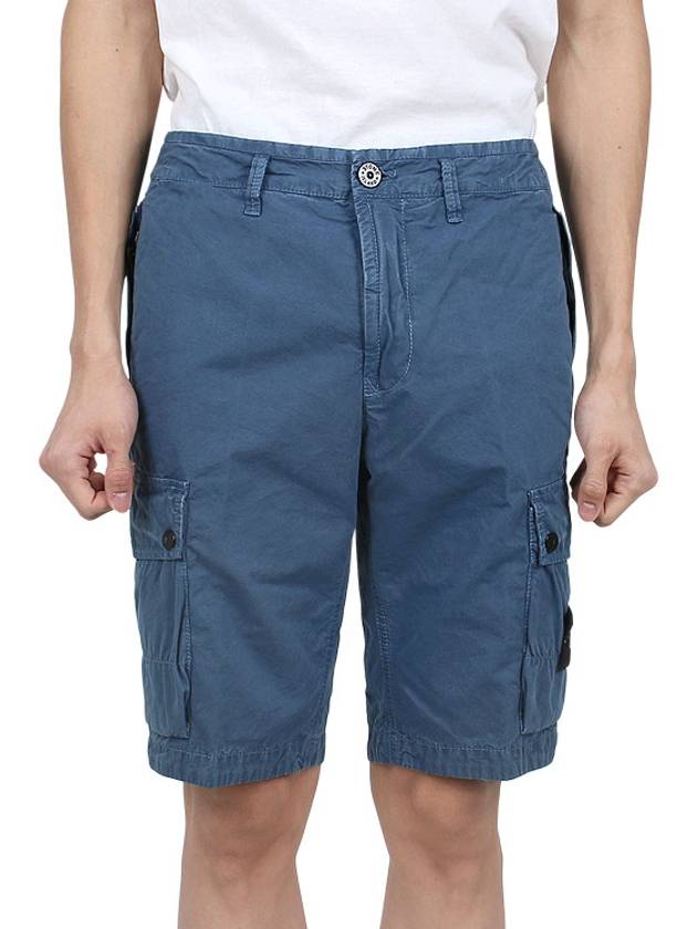 Logo Cotton Slim Cargo Shorts Blue - STONE ISLAND - BALAAN 2