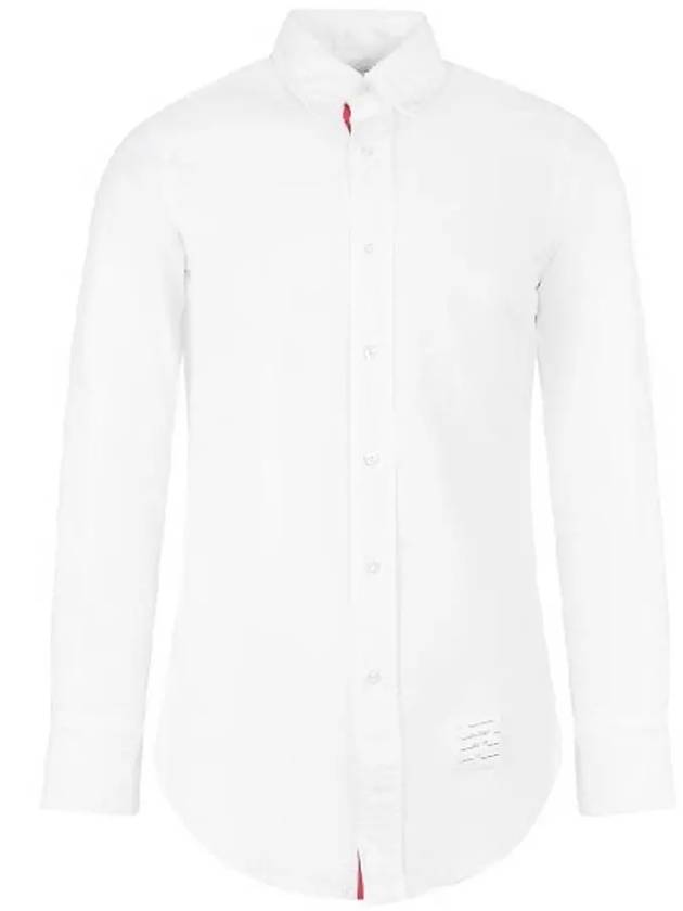 Oxford Grosgrain Placket Cotton Long Sleeve Shirt White - THOM BROWNE - BALAAN 2