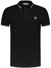 Stretch Cotton Pique Short Sleeve Polo Shirt Black - STONE ISLAND - BALAAN 2